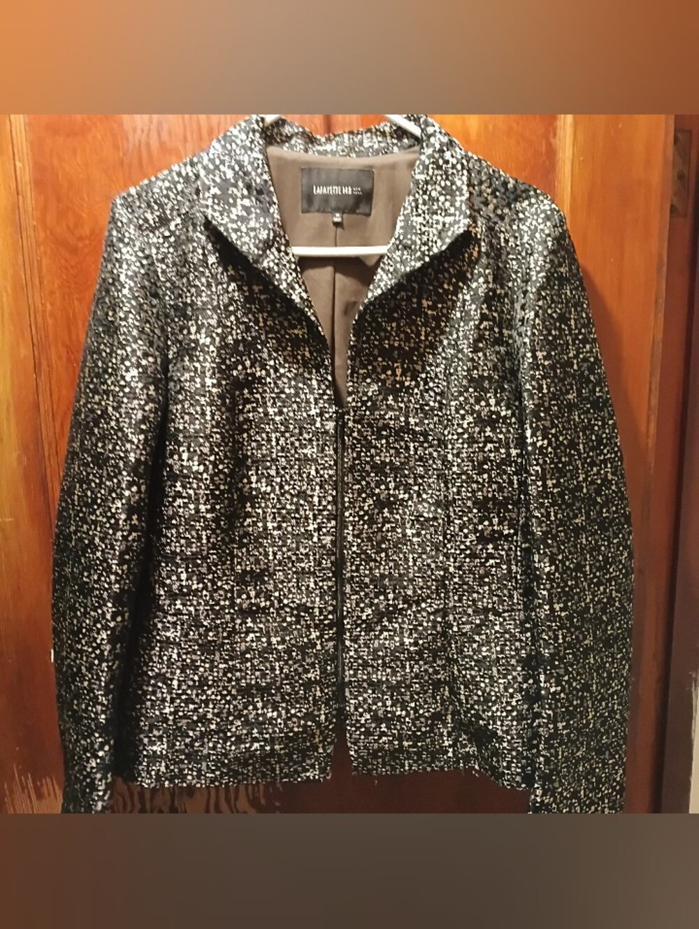 Lafayette 148 New York Metallic Speckle Jacket Blazer Size 14 Zip Front NWOT